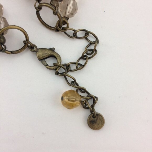 Mexx Chunky Faceted Plastic Bead 3 Strand Necklace Brown Yellow Smokey Grey 20" - Picture 4 of 12